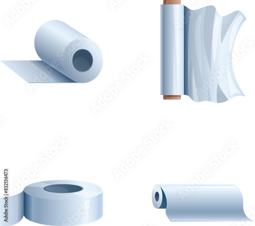 Collection of four detailed paper roll graphics on a white background