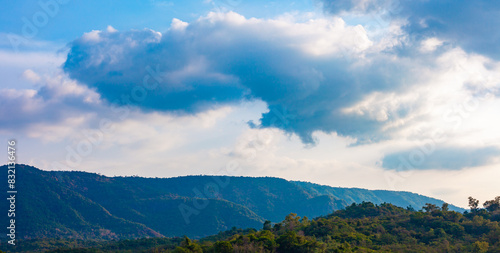 Stunning views of nature and mountains with colorful sunsets in a cloudy sky. Outdoor nature travel background. The world of beauty.
Natural panorama photography.