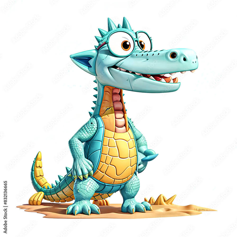 Fototapeta premium Beach Buff Bruno: Laid-Back Croc Soaks Up the Tropics