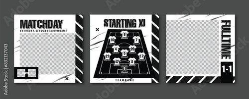 Sport Social Media Post Template , Football Match Day , Starting 11 , Starting Eleven , Player name and Number