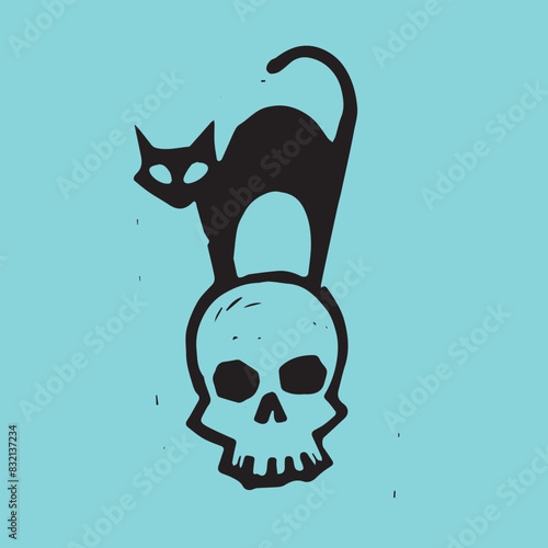 gatto nero su teschio 02