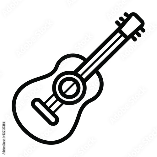 Solid color outline Ukulele thin line icon vector