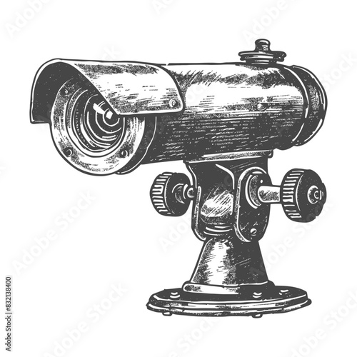 Antique Telescope Engraving: Victorian Era Surveillance Tool, Vintage Illustration