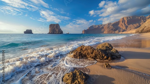 Beach with distinctive rock formations