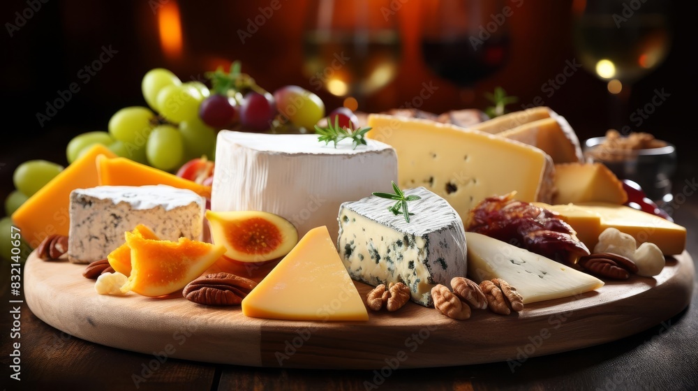 Gourmet cheese platter with assorted cheeses Gourmet cheese platter with assorted cheeses