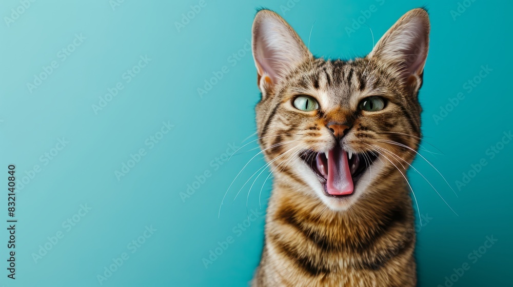 Funny cat with open mouth on blue background. Funny cat with open mouth on blue background.