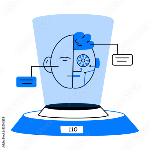 Premium doodle mini illustration of holographic display 