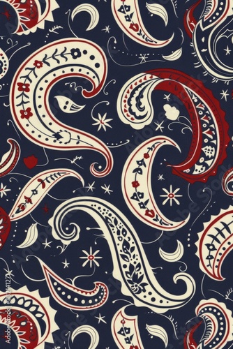 Classic Paisley Soccer Jersey Design for Sublimation in Navy, Red, and White | Heritage and Style Fusion