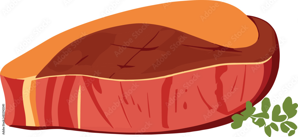 Fototapeta premium Grilled Steak Vector illustration On White Background.