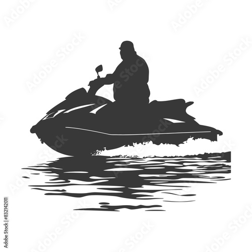 Silhouette of Man Jet Skiing, Watercraft and Reflection.