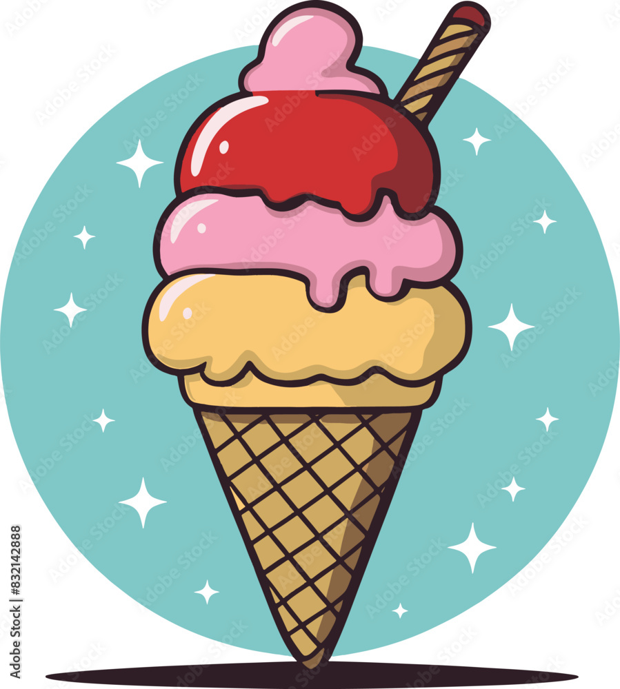 Ice Cream Vector illustration On White Background.