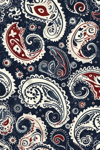 Modernized Paisley Soccer Jersey Design for Sublimation in Navy, Red, and White - Timeless Tradition and Elegance
