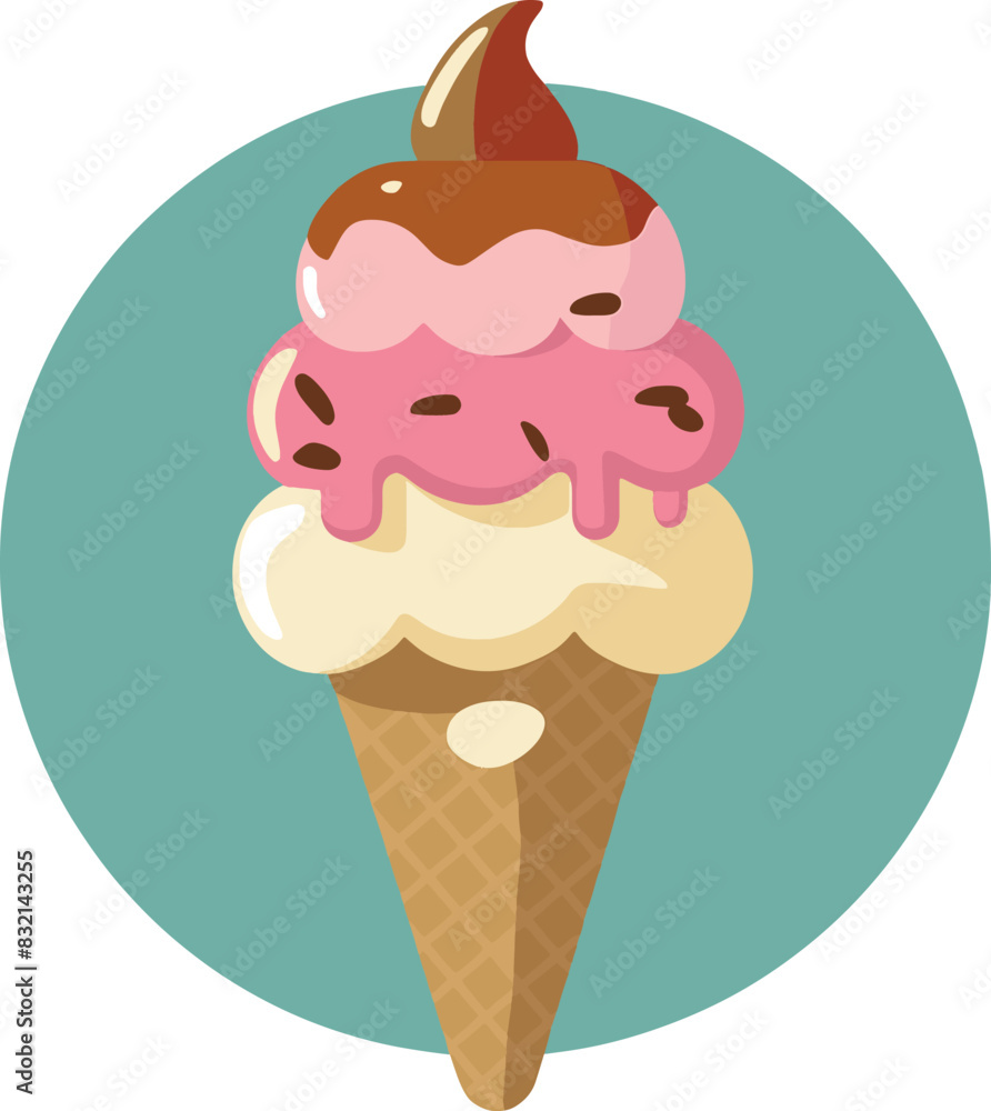 Ice Cream Vector illustration On White Background.
