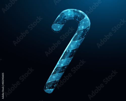 Wallpaper Mural Candy cane, Christmas concept with glowing low poly candy on dark blue background. Wireframe low poly design. Abstract futuristic vector illustration Torontodigital.ca