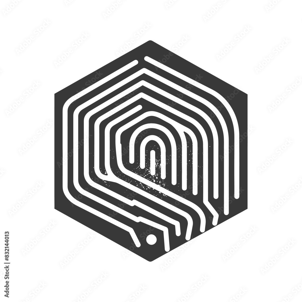 silhouette finger print hexagon shape black color only silhouette finger print hexagon shape black color only