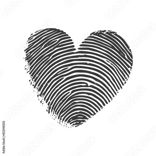 silhouette finger print love heart shape black color only