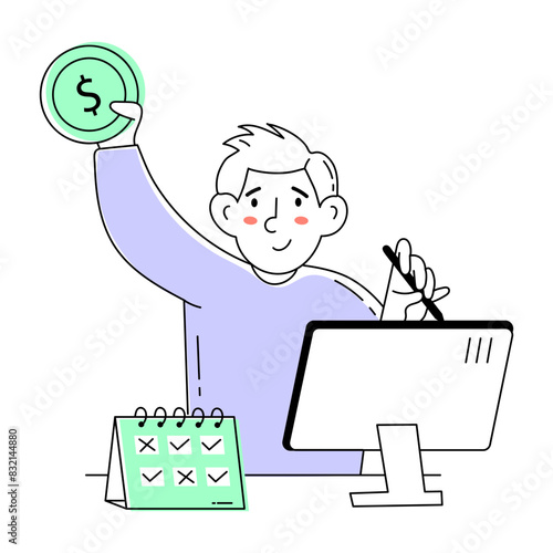Download hand drawn mini illustration of freelancing 