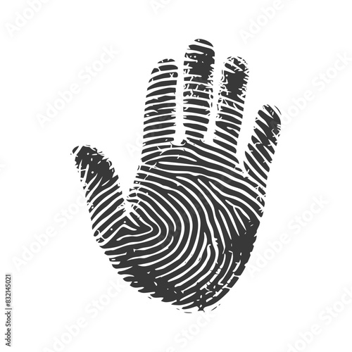 Distorted Handprint: Black Fingerprint Art on White.