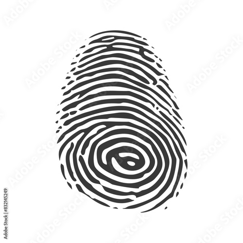 Monochrome Fingerprint: Unique Pattern Against White, Identity Concept.