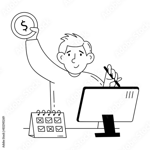 Download hand drawn mini illustration of freelancing 