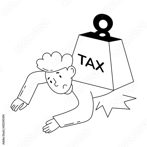 Visually appealing doodle mini illustration of tax burden 