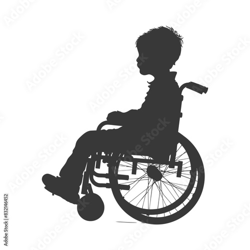 Child in Wheelchair Silhouette: Side Profile, Disability Awareness, Inclusive Design.