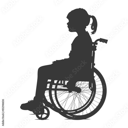 Silhouette of a Young Girl in Wheelchair: Disability Awareness, Inclusion Icon.