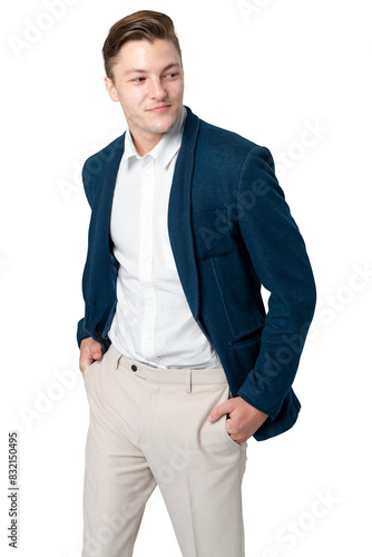 Obraz na plátně Png businessman mockup in a black suit and navy suit menswear apparel photoshoot