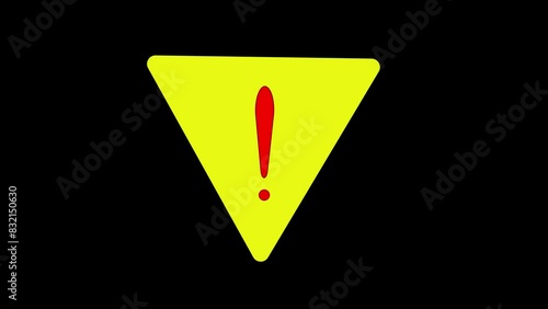 New abstract attention icon animation on dark background. photo