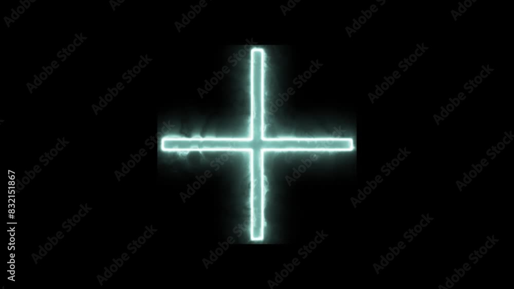 Neon shine plus icon animation of black background. Neon shine plus icon animation of black background.