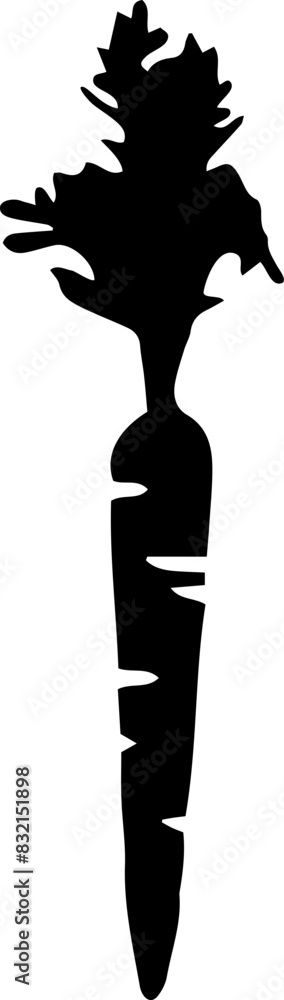 Hand drawn black carrot flat creative icon. Vegetable pictogram, food graphic object. For web design, mobile app, product logo template. Healthy food. Vector illustration isolated on background Hand drawn black carrot flat creative icon. Vegetable pictogram, food graphic object. For web design, mobile app, product logo template. Healthy food. Vector illustration isolated on background