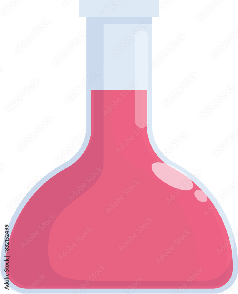 A vibrant illustration of a laboratory flask filled with a pink chemical solution A vibrant illustration of a laboratory flask filled with a pink chemical solution
