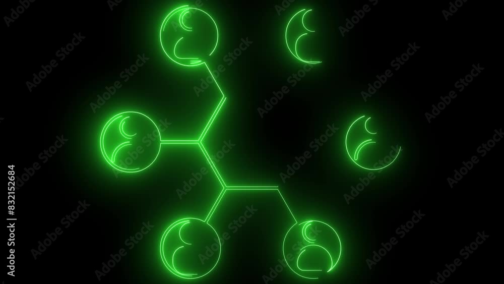 Neon shine man,people icon animation of black background . Neon shine man,people icon animation of black background .