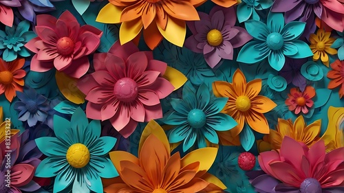  bunch of colorful flowers made of paper or felt.