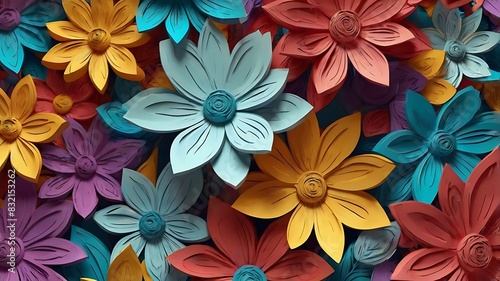  bunch of colorful flowers made of paper or felt.