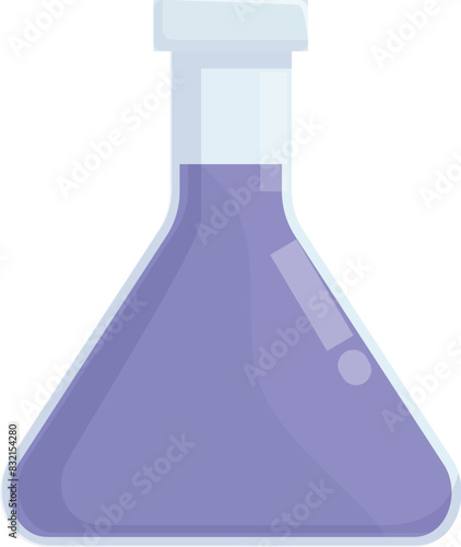 Colorful cartoon illustration of scientific flask and beaker glassware in a laboratory setting, perfect for educational materials, school, and study related designs