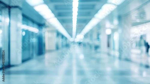 a blurred background of a hospital long lobby hallway © DailyLifeImages