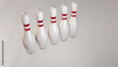 bowling ball hit bowling pins..then bowling pins falling