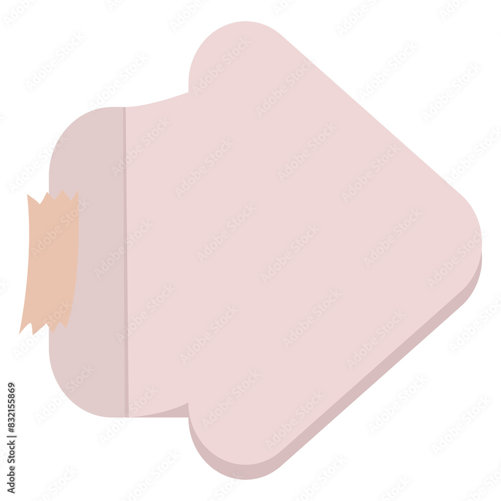 Blank arrow shape notepaper set with sticky tape on transparent Blank arrow shape notepaper set with sticky tape on transparent