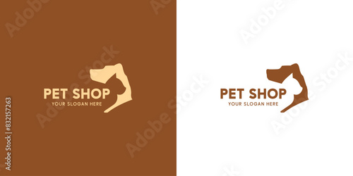 cartoon cat logo , pet shop , logo design vector.