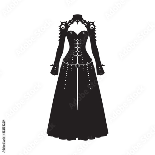 Gothic attire silhouette showcasing traditional gothic clothing - minimalist gothic attire vector
