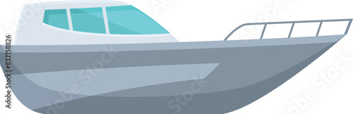 Vector cartoon illustration of a modern, simple motorboat, isolated on a white background, perfect for marine and nautical themed designs and projects. Ideal for leisure and recreational activities