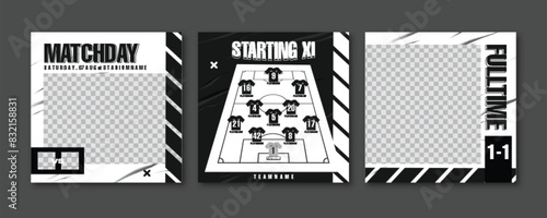 Sport Social Media Post Template , Football Match Day , Starting 11 , Starting Eleven , Player name and Number