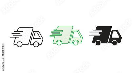 Fast shipping delivery truck icon set. Delivery truck icon. fast delivery icon