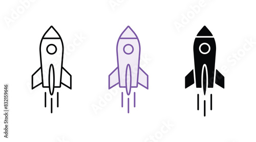 Rocket icon set. Startup icon vector. Abstract rocket ship symbolizing the startup's launch and growth. simple Vector art