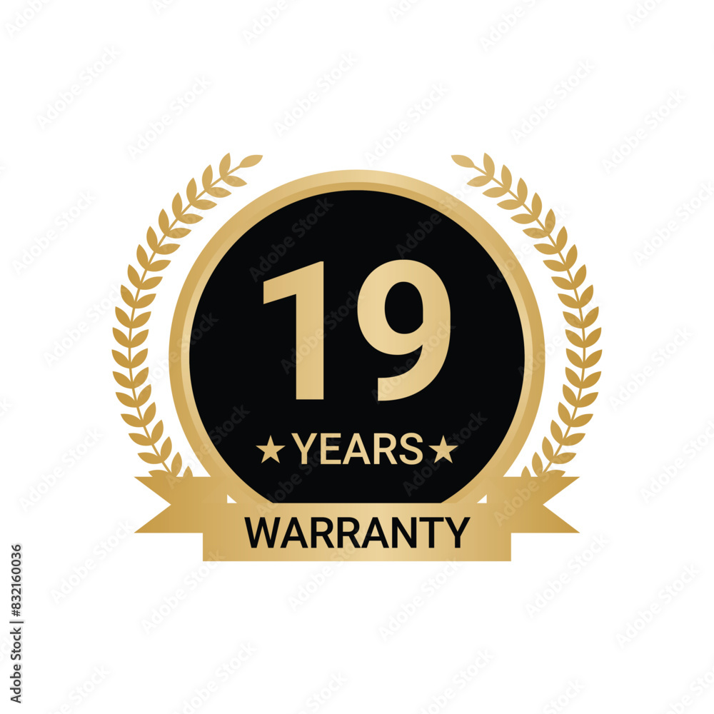 Fototapeta premium 19 Years Warranty vector, 19 Years Warranty Logo