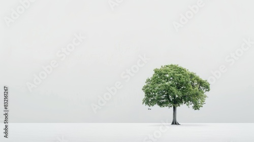 Tree standing alone on a white backdrop
