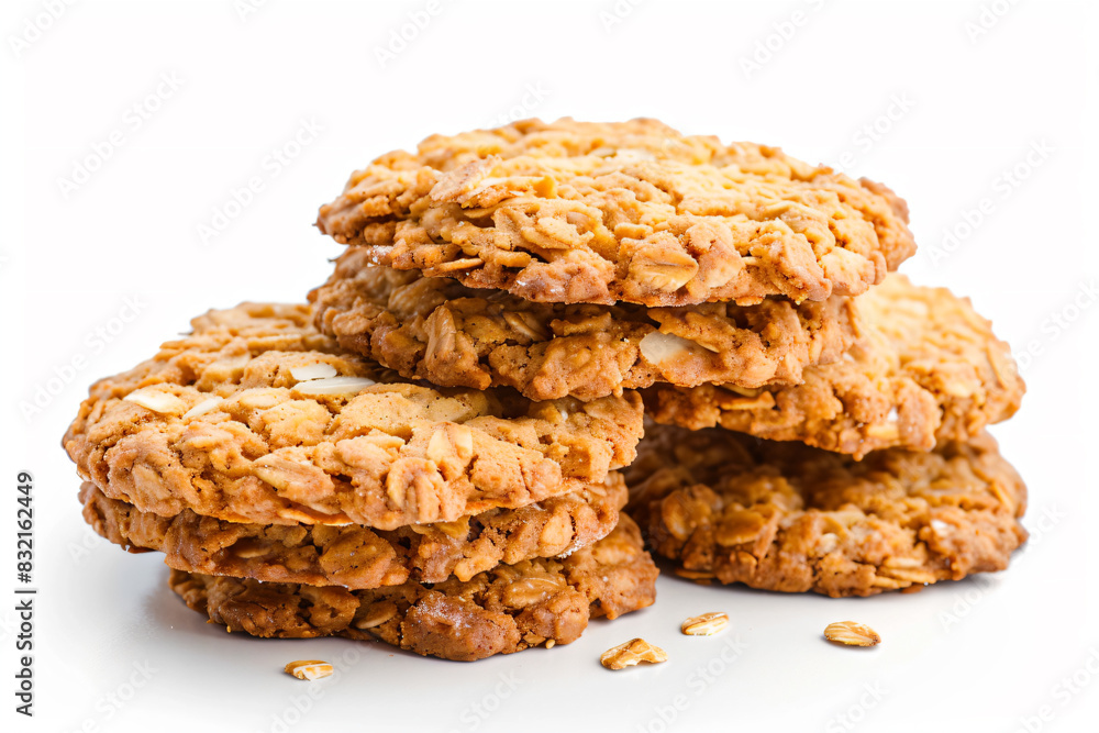 a stack of cookies with oats on top a stack of cookies with oats on top