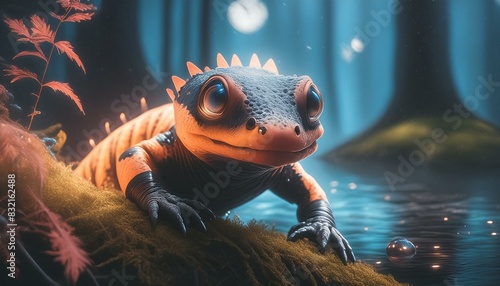 A portrait of a salamander  photo