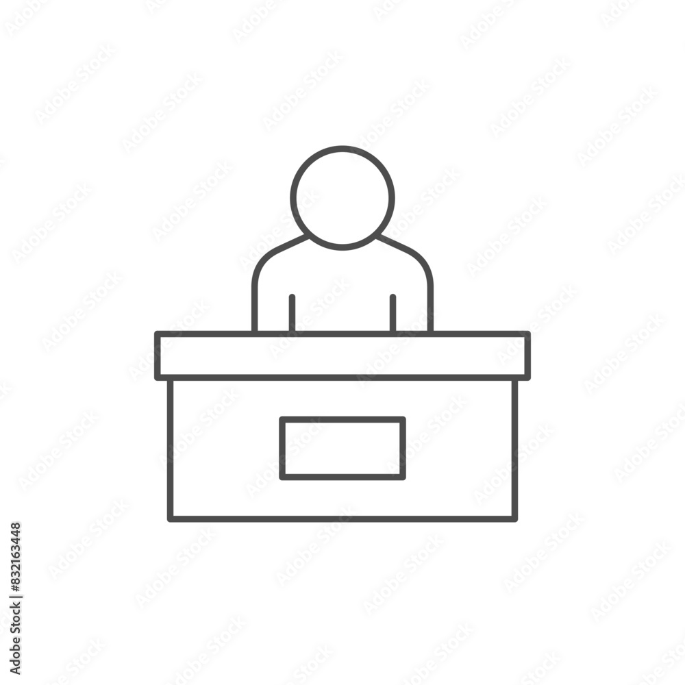 Reception desk line outline icon Reception desk line outline icon